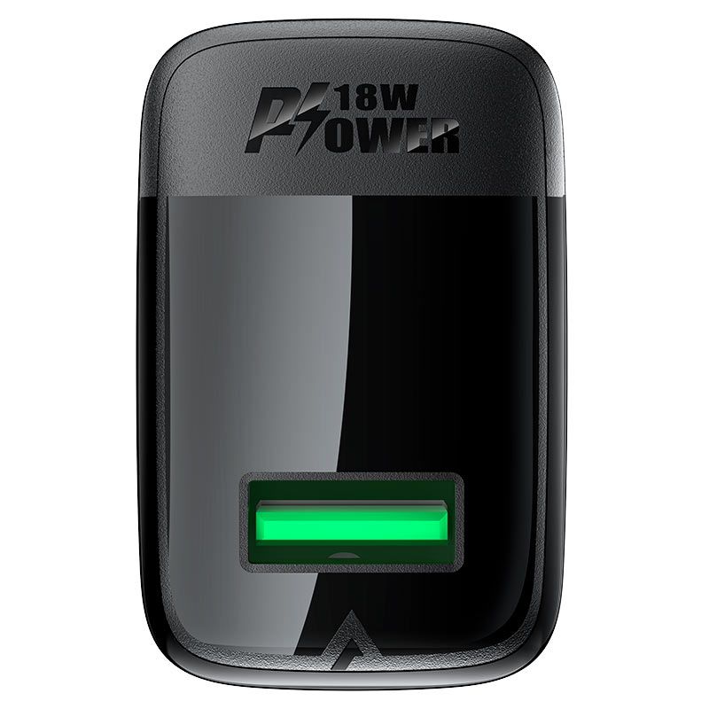 Мережевий зарядний пристрій з кабелем ACEFAST A90 QC18W GaN single USB-A charger set (P3) (EU) Black