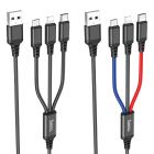 Кабель HOCO X76 USB to iP+Type-C+Micro 2A, 1m, nylon, aluminum connectors Black+Red+Blue