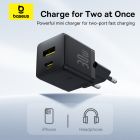 Мережевий зарядний пристрій з кабелем Baseus Palm Fast Charger C+U 30W EU Cluster Black (with Baseus Mini White Cable USB-C to USB-C 60W (20V/3A) 1m)