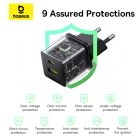 Мережевий зарядний пристрій з кабелем Baseus Palm Fast Charger C+U 30W EU Cluster Black (with Baseus Mini White Cable USB-C to USB-C 60W (20V/3A) 1m)