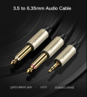 Аудіокабель UGREEN AV126 3.5mm TRS to Dual 6.35mm TS Audio Cable 2m (Gray)(UGR-10615)