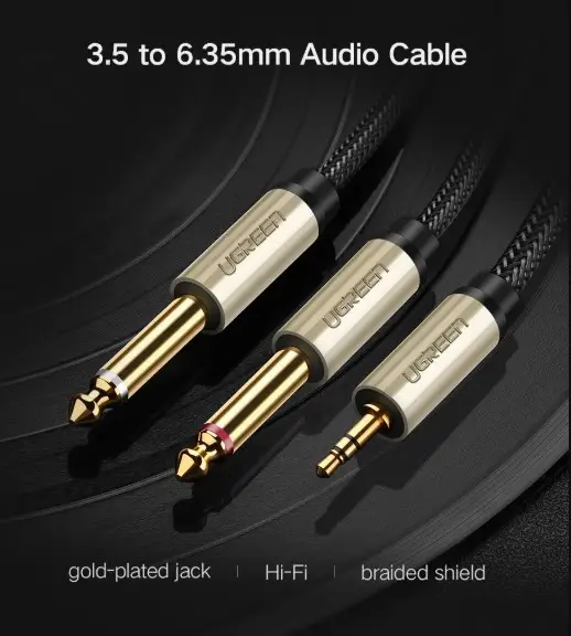 Аудіокабель UGREEN AV126 3.5mm TRS to Dual 6.35mm TS Audio Cable 2m (Gray)(UGR-10615)