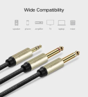 Аудіокабель UGREEN AV126 3.5mm TRS to Dual 6.35mm TS Audio Cable 2m (Gray)(UGR-10615)