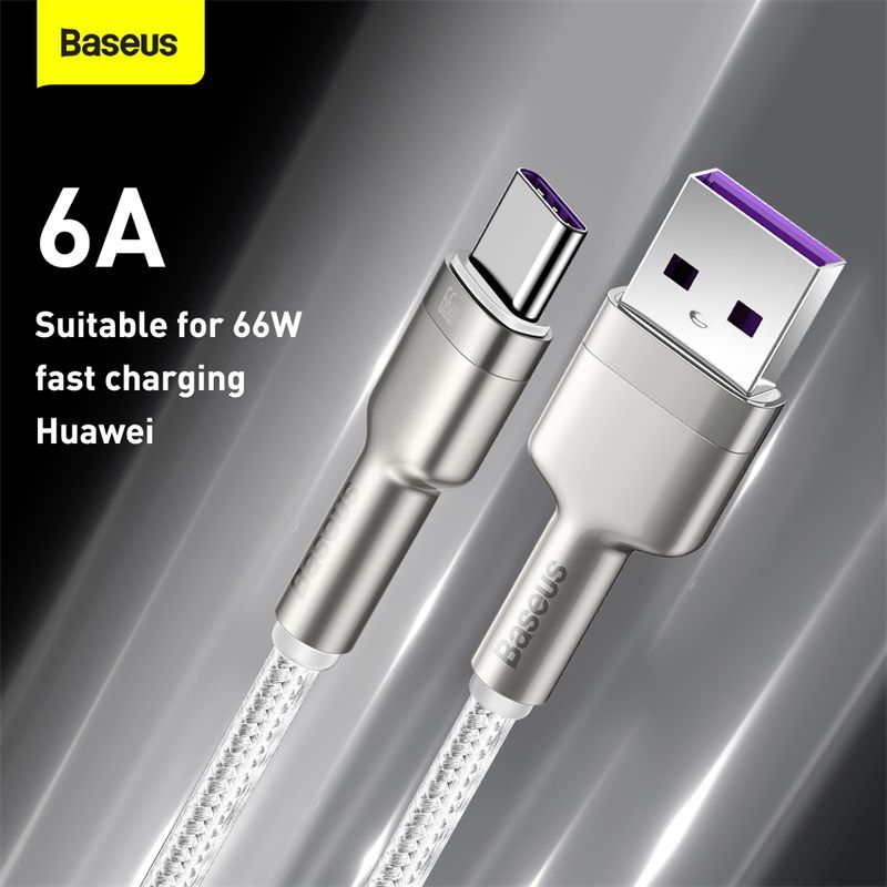 Кабель Baseus Cafule Series Metal Data Cable USB to Type-C 66W 1m White