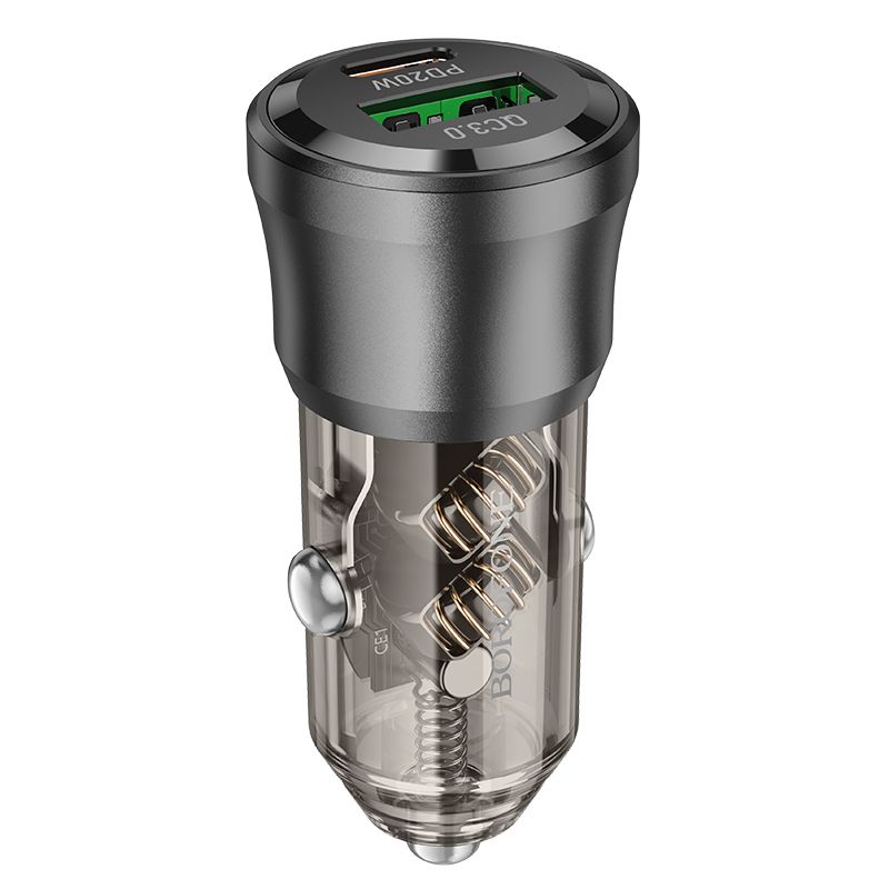Автомобільний зарядний пристрій BOROFONE BZ25 Journey PD38W(1C1A) car charger Transparent Black
