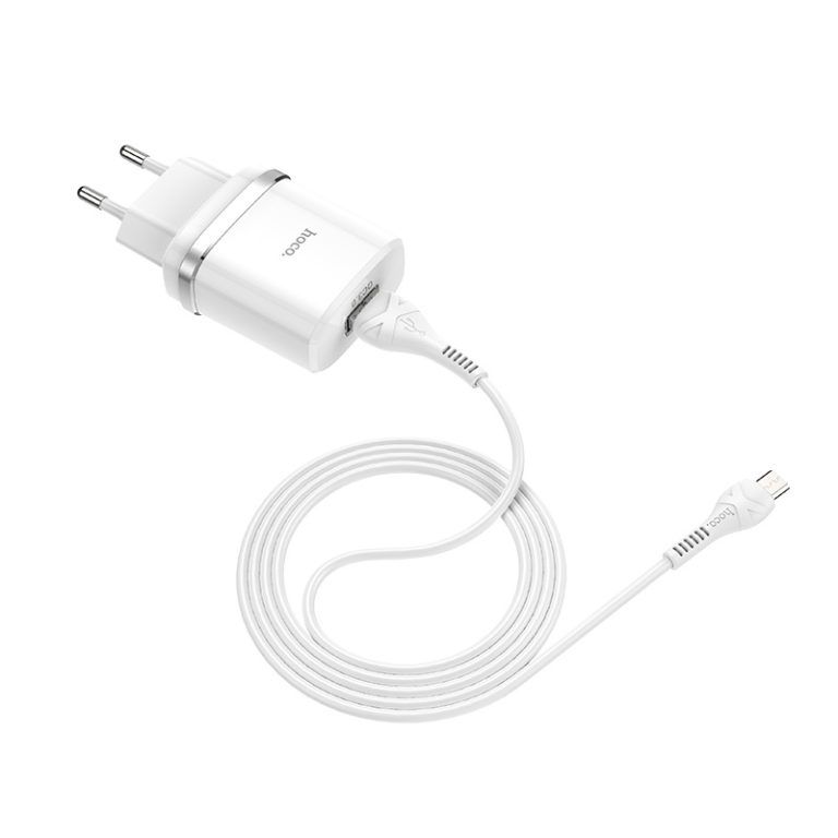 Мережевий зарядний пристрій з кабелем HOCO C12Q Smart QC3.0 charger set(Micro) 18W White