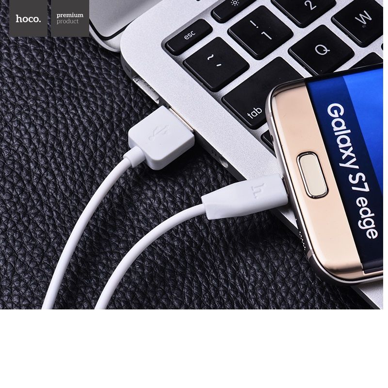 Кабель HOCO X1 USB to Micro  2.4A, 1m, PVC, PVC connectors, White