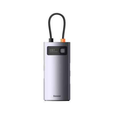 USB-хаб Baseus Metal Gleam Series 4-in-1 Multifunctional Type-C HUB Docking Station Gray （Type-C to USB3.0*3+RJ45*1）