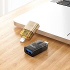 Перехідник HOCO UA36 iP male to USB female OTG transparent adapter Black