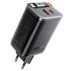 Мережевий зарядний пристрій з кабелем ACEFAST A111 PD67W GaN charger(2*USB-C+USB-A) with retractable cable Black