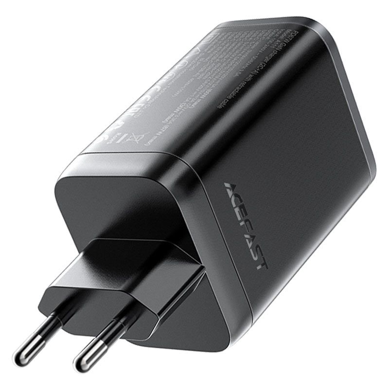 Мережевий зарядний пристрій з кабелем ACEFAST A111 PD67W GaN charger(2*USB-C+USB-A) with retractable cable Black