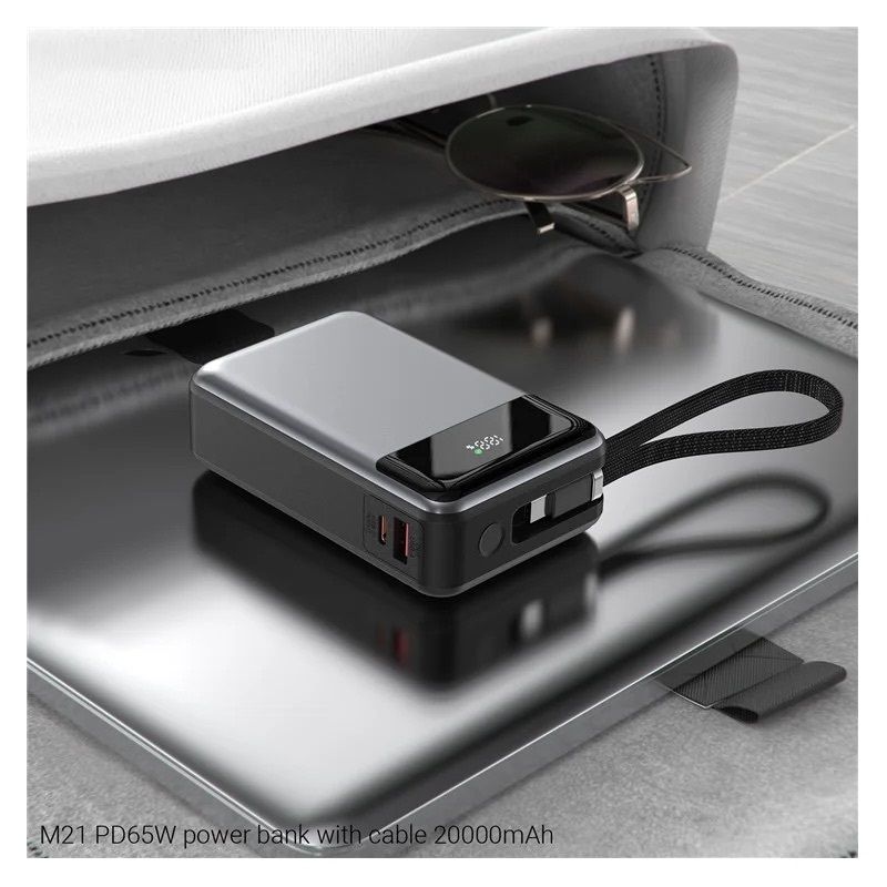Зовнішній акумулятор ACEFAST M21 PD65W power bank with cable 20000mAh Black