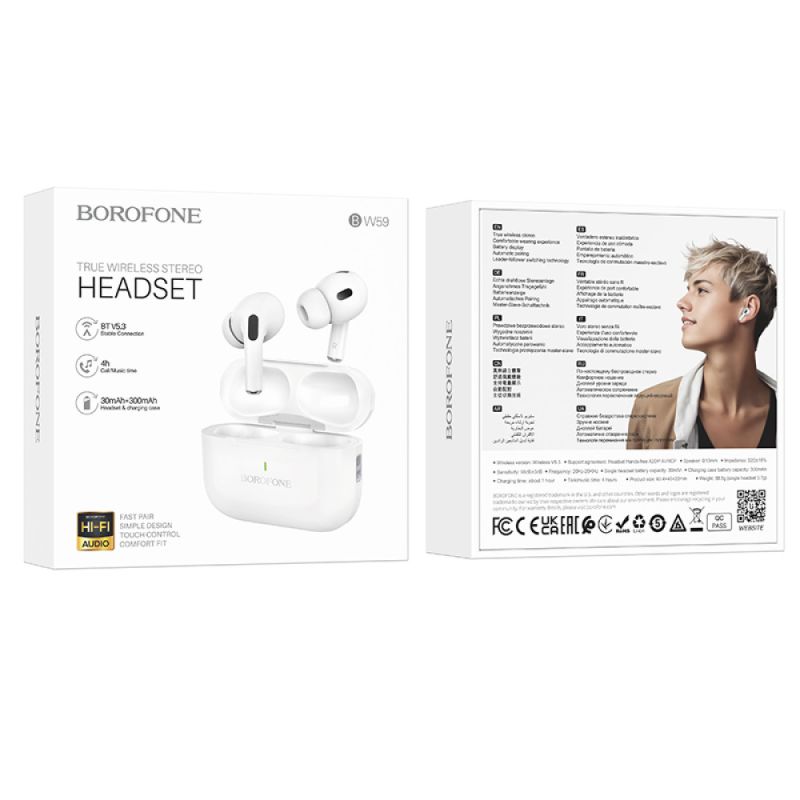 Бездротові навушники BOROFONE BW59 True wireless stereo headset White