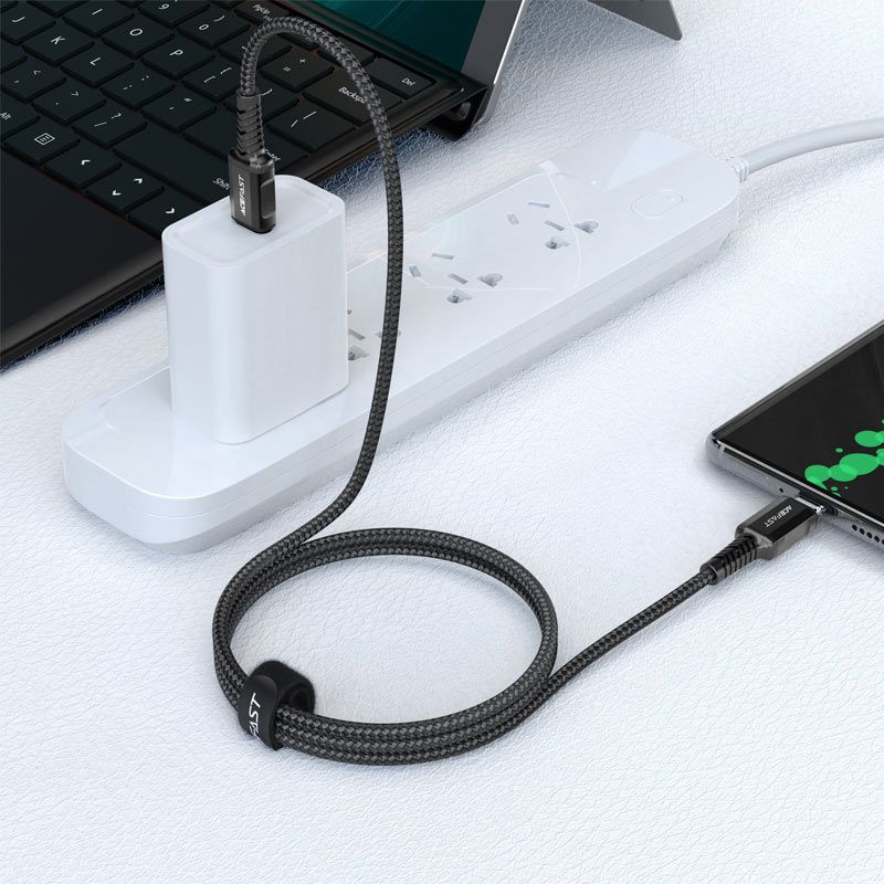 Кабель ACEFAST C1-03 Type-C to Type-C 3A, 1.2m, nylon, aluminum connectors, Black