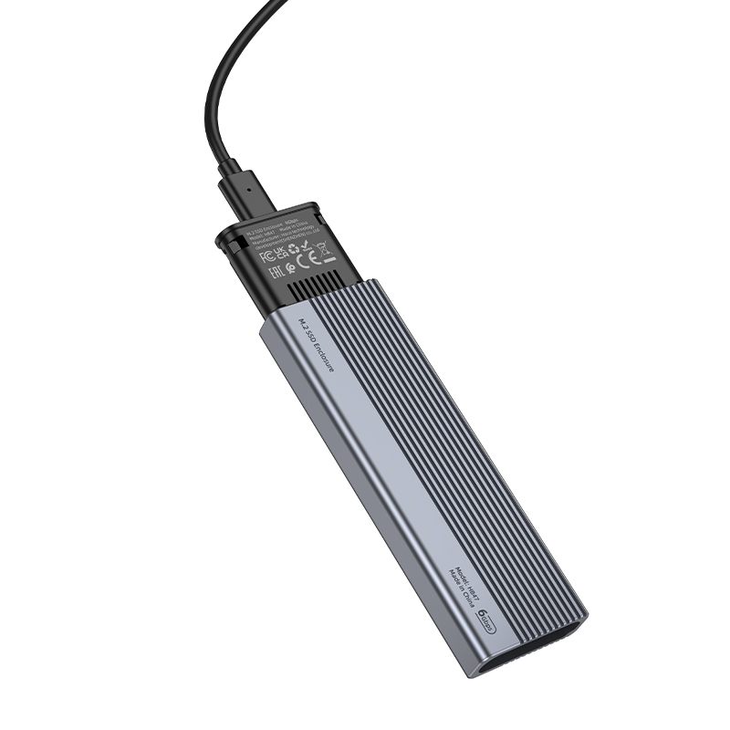 Зовнішня кишеня для накопичувача HOCO HB47 M.2 SSD Enclosure(USB3.1/6Gbps) Metal Gray