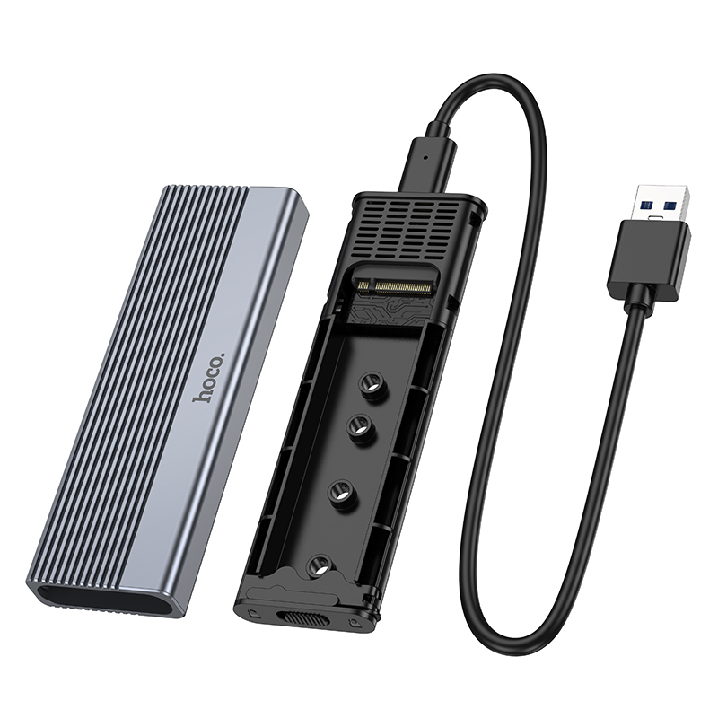Зовнішня кишеня для накопичувача HOCO HB47 M.2 SSD Enclosure(USB3.1/6Gbps) Metal Gray