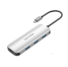 USB-хаб Vention USB-C to HDMI/USB 3.0x3/SD/TF/PD Docking Station Gray 0.15M Aluminum Alloy Type