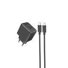 Мережевий зарядний пристрій з кабелем HOCO CS13A Ocean single port PD20W charger set(Type-C to Type-C) Black