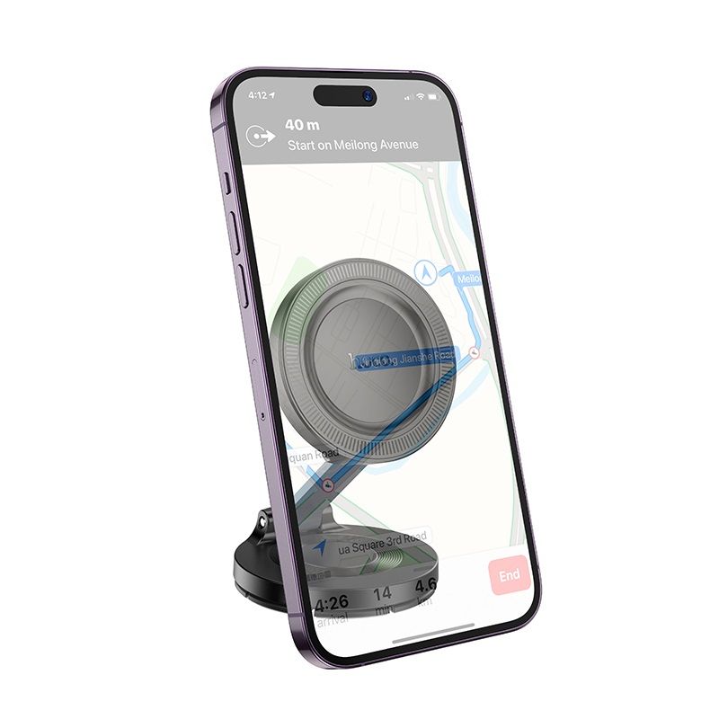 Автотримач для телефона HOCO H61 Show folding ring magnetic car holder (dashboard) Black Metal Gray