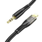 Аудіокабель HOCO UPA25 iP to 3.5mm male, nylon braid, 1m, Black