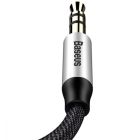 Аудіокабель Baseus M30 3.5mm male to 3.5mm male, nylon braid, 1m Silver+Black