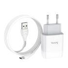 Мережевий зарядний пристрій з кабелем HOCO C73A Glorious dual port charger set(Type-C) 12W White