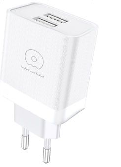 Мережевий зарядний пристрій WUW-C222 2.4A Charger  2 USB A  white