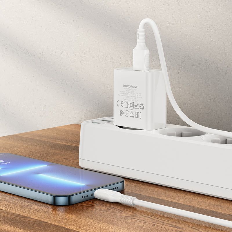 Мережевий зарядний пристрій BOROFONE BA74A Aspirer single port charger set(iP) White
