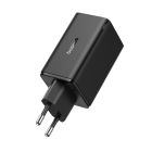 Мережевий зарядний пристрій з кабелем Baseus GaN6 Pro Fast Charger 2C+2U 65W  EU Cluster Black((With Type-C to Type-C 100W(20V/5A) 1m Black）