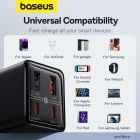 Мережевий зарядний пристрій з кабелем Baseus GaN6 Pro Fast Charger 2C+2U 65W  EU Cluster Black((With Type-C to Type-C 100W(20V/5A) 1m Black）