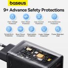 Мережевий зарядний пристрій з кабелем Baseus GaN6 Pro Fast Charger 2C+2U 65W  EU Cluster Black((With Type-C to Type-C 100W(20V/5A) 1m Black）