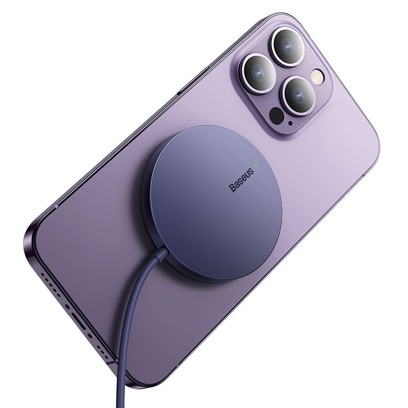 Бездротовий зарядний пристрій Baseus Simple Mini3 Magnetic Wireless Charger 15W Dusty Purple