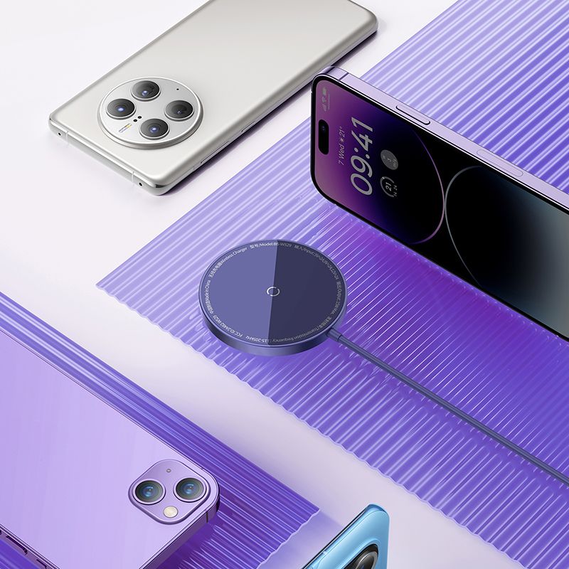 Бездротовий зарядний пристрій Baseus Simple Mini3 Magnetic Wireless Charger 15W Dusty Purple