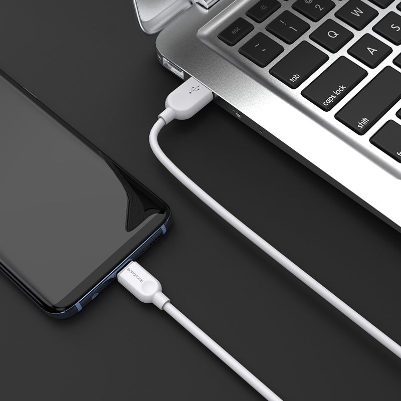 Кабель BOROFONE BX14 USB to Type-C 2.4A, 1m, PVC, TPE connectors, White