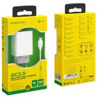 Мережевий зарядний пристрій з кабелем BOROFONE BA47A Mighty speed single port QC3.0 3A + Micro-USB cable 18W White