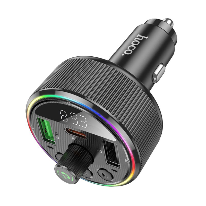 АЗП з FM-модулятором HOCO E82 Guerrero PD30W+QC3.0 car BT FM transmitter Black