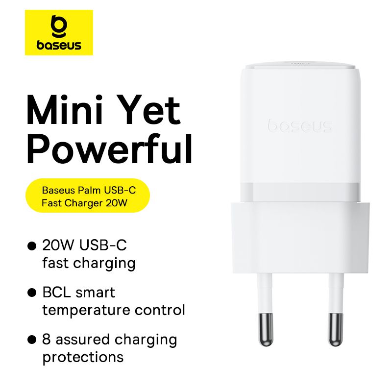 Мережевий зарядний пристрій Baseus Palm Fast Charger 1C 20W EU Moon White