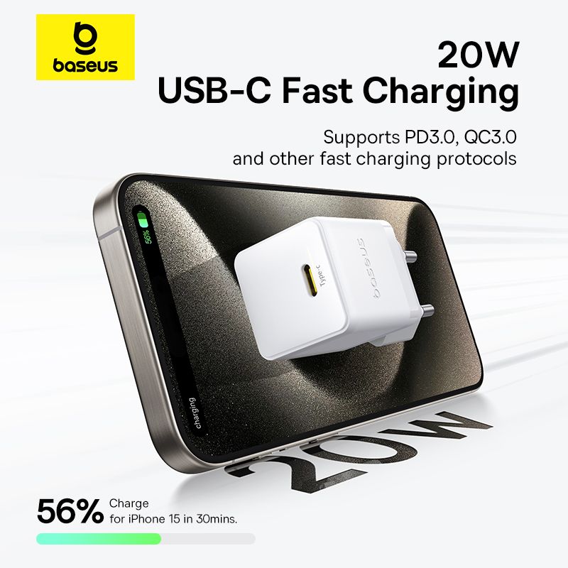 Мережевий зарядний пристрій Baseus Palm Fast Charger 1C 20W EU Moon White
