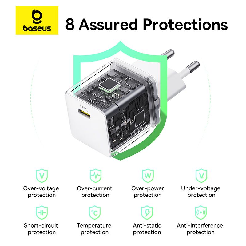 Мережевий зарядний пристрій Baseus Palm Fast Charger 1C 20W EU Moon White
