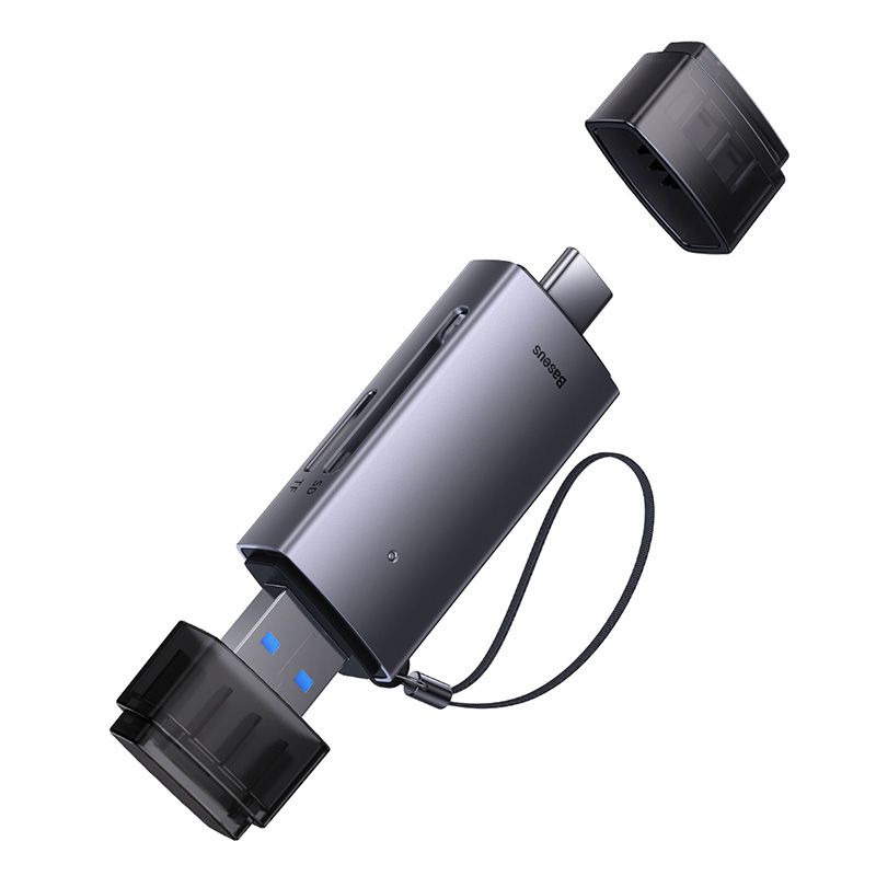 USB-хаб Baseus Lite Series USB-A &amp; Type-C  to SD/TF Card Reader  Grey