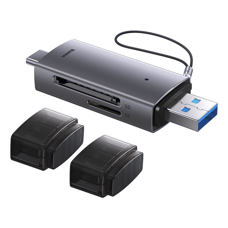 USB-хаб Baseus Lite Series USB-A &amp; Type-C  to SD/TF Card Reader  Grey