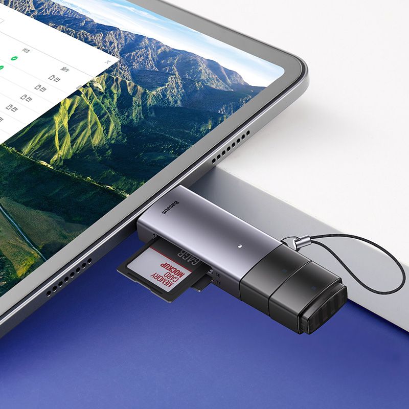 USB-хаб Baseus Lite Series USB-A &amp; Type-C  to SD/TF Card Reader  Grey