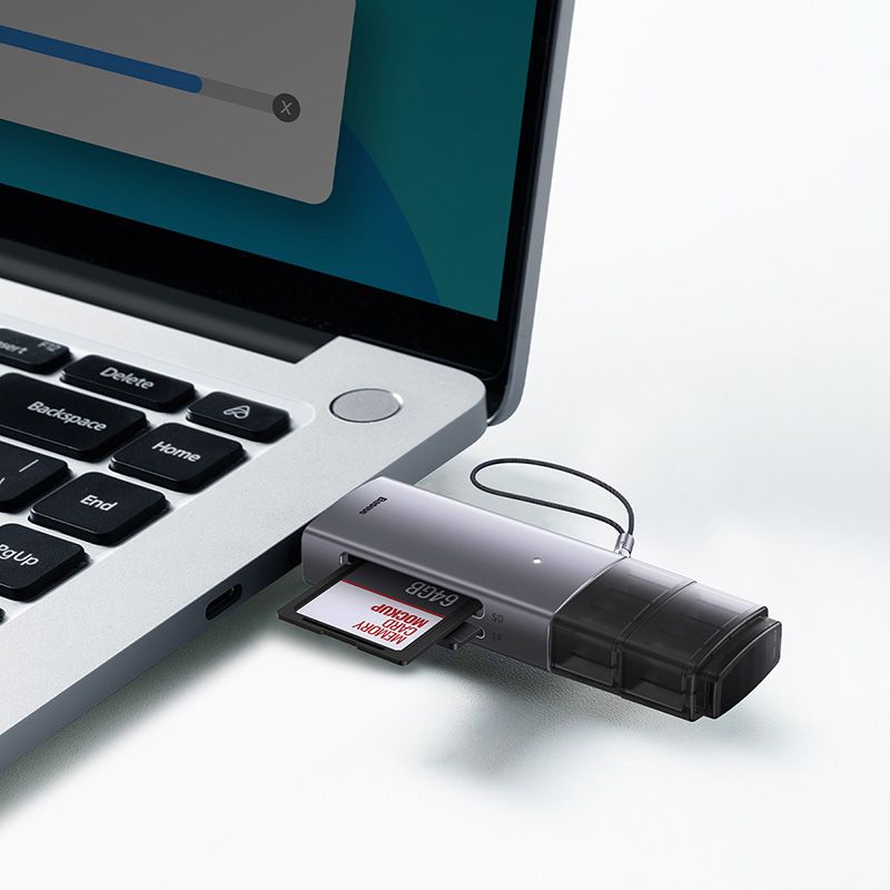 USB-хаб Baseus Lite Series USB-A &amp; Type-C  to SD/TF Card Reader  Grey