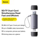 USB-хаб Baseus Lite Series USB-A &amp; Type-C  to SD/TF Card Reader  Grey