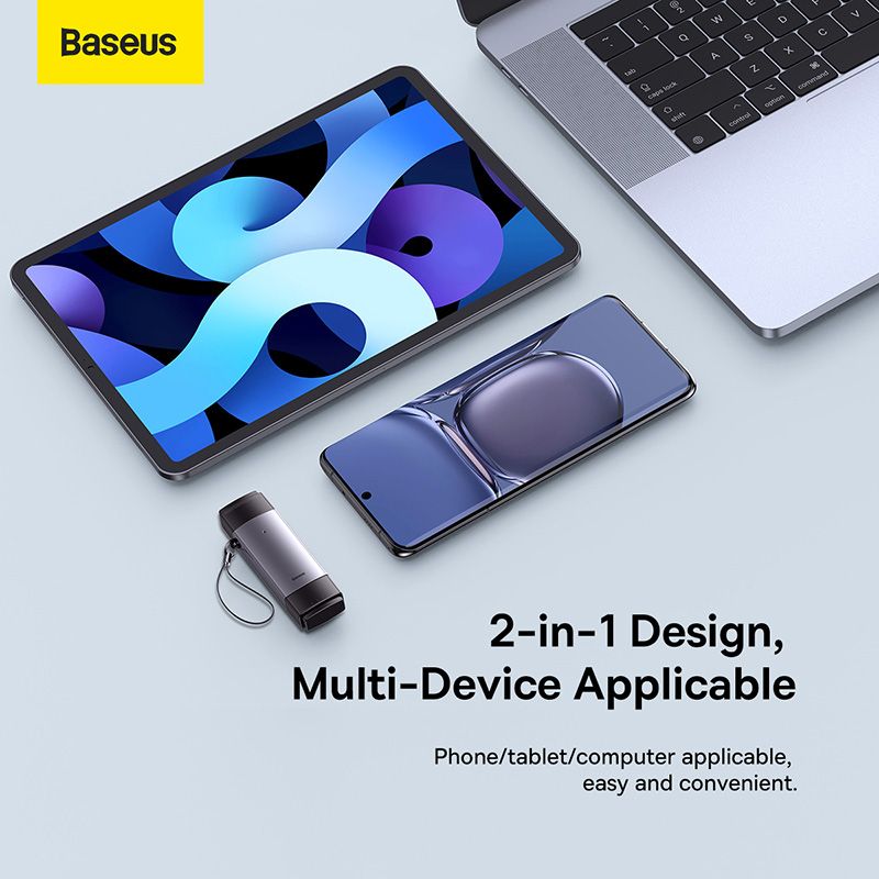 USB-хаб Baseus Lite Series USB-A &amp; Type-C  to SD/TF Card Reader  Grey