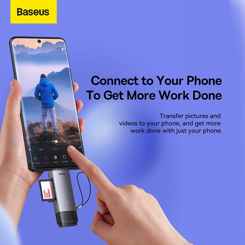 USB-хаб Baseus Lite Series USB-A &amp; Type-C  to SD/TF Card Reader  Grey