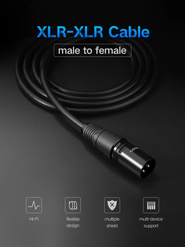 Аудіокабель UGREEN AV130 Cannon Male to Female Microphone Extension Audio Cable 3m (Black)(UGR-20711)