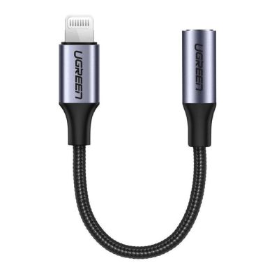 Перехідник UGREEN US211 Lightning M/F Round Cable Aluminum Shell with Braided 10cm (Black)(UGR-30756)