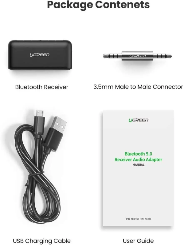 Bluetooth-ресивер UGREEN CM276 Bluetooth 5.0 Receiver Audio Adapter