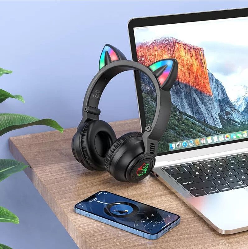 Бездротові накладні навушники BOROFONE BO18 Cat ear BT headphones Black